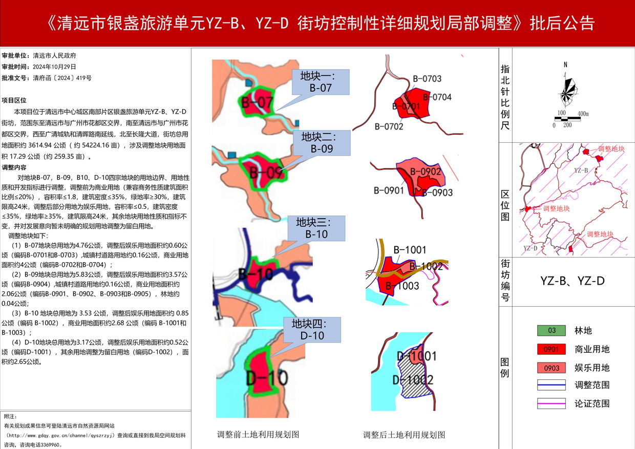 《清遠(yuǎn)市銀盞旅游單元YZ-B、YZ-D 街坊控制性詳細(xì)規(guī)劃局部調(diào)整》批后公告--s.jpg